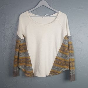 FREE PEOPLE Boatneck Sweater Knit Sleeve